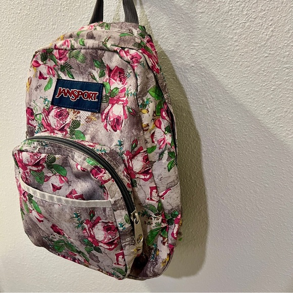 JANSPORT Pink Rose Floral Mini Half Pint Backpack - Picture 2 of 5